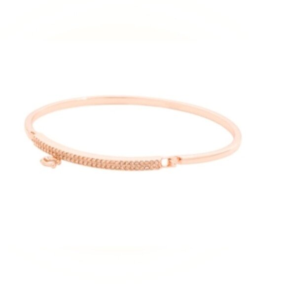 COACH Signature Pave Bar Hinged Bangle Bracelet Rose Gold NWT - Picture 2 of 5